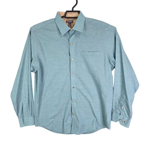 Mens Blue Van Heusen Shirt Long Sleeve Button Down Cotton Blend Size M 15-15.5 - Picture 1 of 8